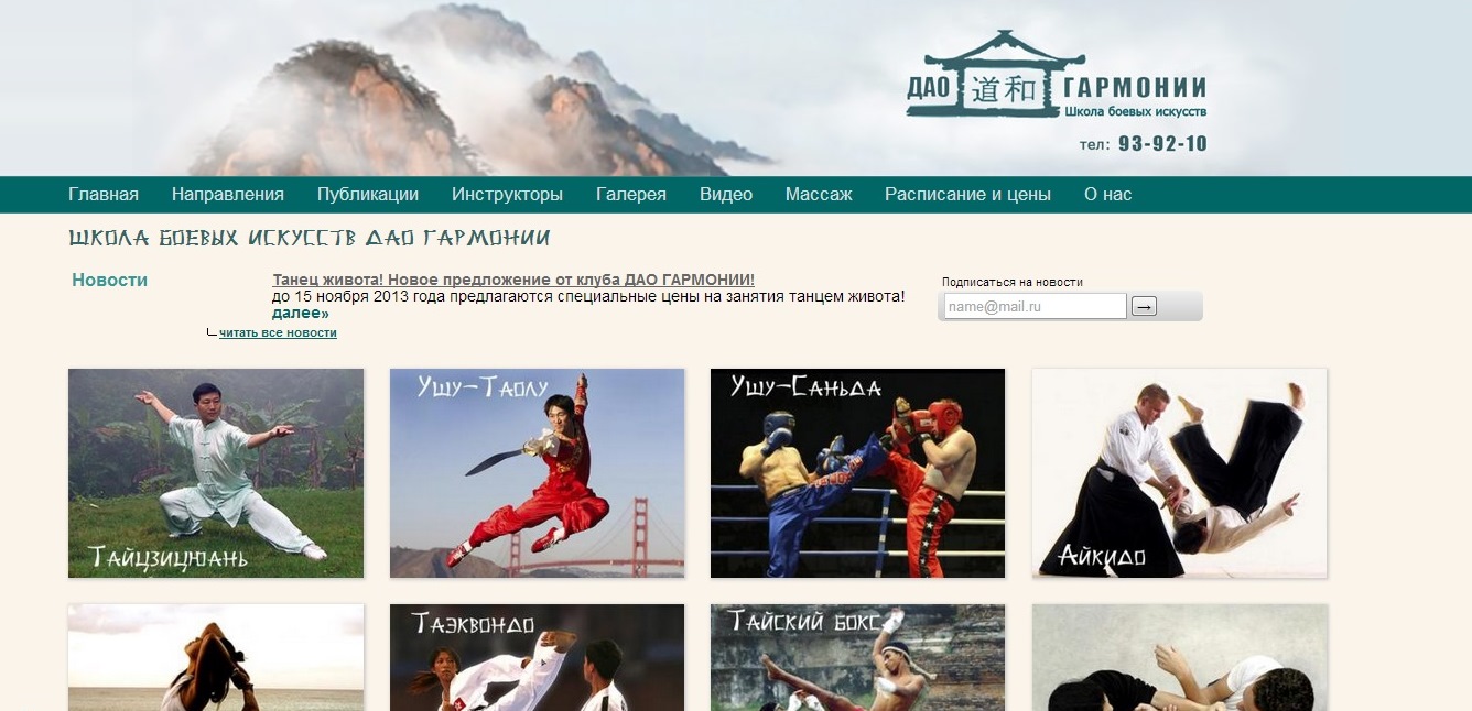 Сайт школы боевых искусств dao72.ru  - создание и продвижение сайта 